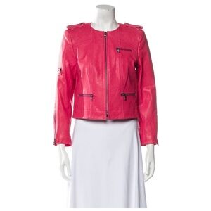 Alice + Olivia Pink Leather Biker Jacket